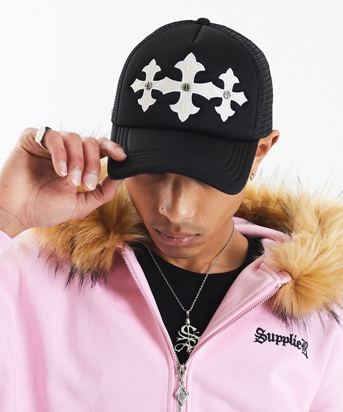 メッシュキャップ｜Cross Leather Patch Mesh Cap｜SUPPLIER（キャップ