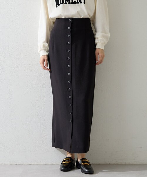 Whim Gazette（ウィムガゼット）の「Wクロスボタンスカート（スカート・レディース・オフホワイト/ブラック・38/36）」の2枚目の写真