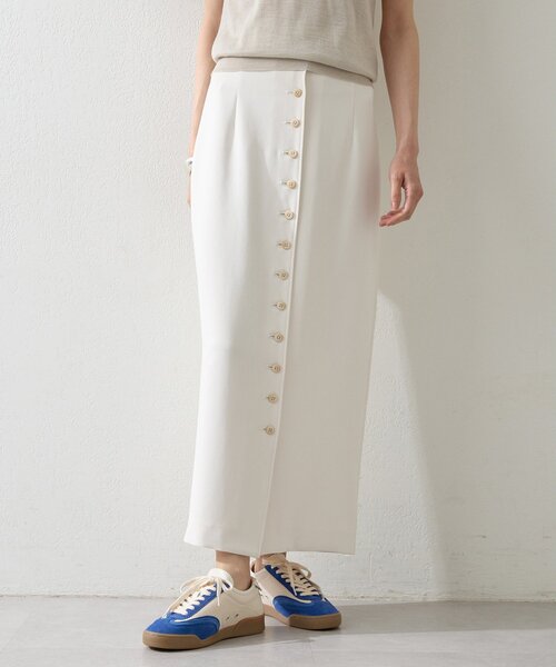 Whim Gazette（ウィムガゼット）の「Wクロスボタンスカート（スカート・レディース・オフホワイト/ブラック・38/36）」の9枚目の写真