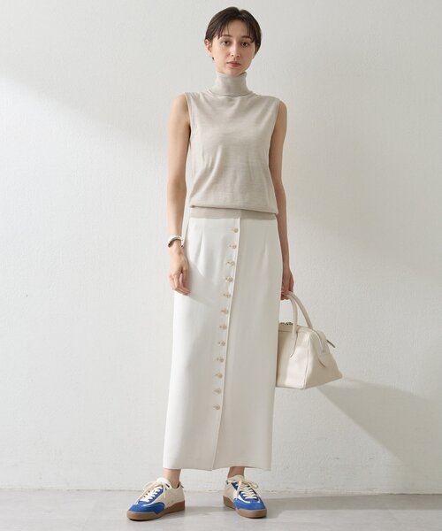 Whim Gazette（ウィムガゼット）の「Wクロスボタンスカート（スカート・レディース・オフホワイト/ブラック・38/36）」の10枚目の写真