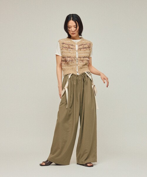 ベスト ジレ Firsthand/ファーストハンド 異素材フリンジニットベスト / ボーダーニットベスト 25AW レディース Firsthand ベスト ジレ Firsthand/ファーストハンド 異素材