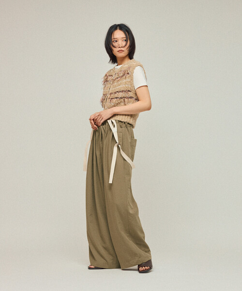 Firsthand(ファーストハンド)の「Firsthand/ファーストハンド 異素材フリンジニットベスト / ボーダーニットベスト 25AW(ベスト・レディース・ブラック/ベージュ/レッド・FREE)」の18枚目の写真