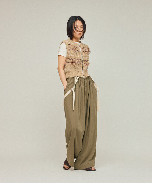 Firsthand(ファーストハンド)の「Firsthand/ファーストハンド 異素材フリンジニットベスト / ボーダーニットベスト 25AW(ベスト・レディース・ブラック/ベージュ/レッド・FREE)」の22枚目の写真