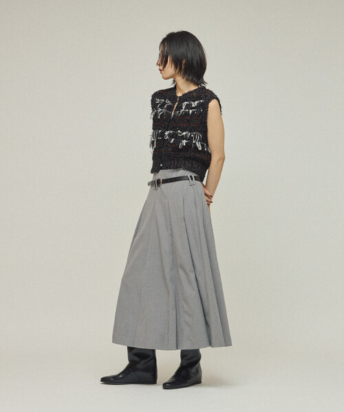 Firsthand(ファーストハンド)の「Firsthand/ファーストハンド 異素材フリンジニットベスト / ボーダーニットベスト 25AW(ベスト・レディース・ブラック/ベージュ/レッド・FREE)」の7枚目の写真