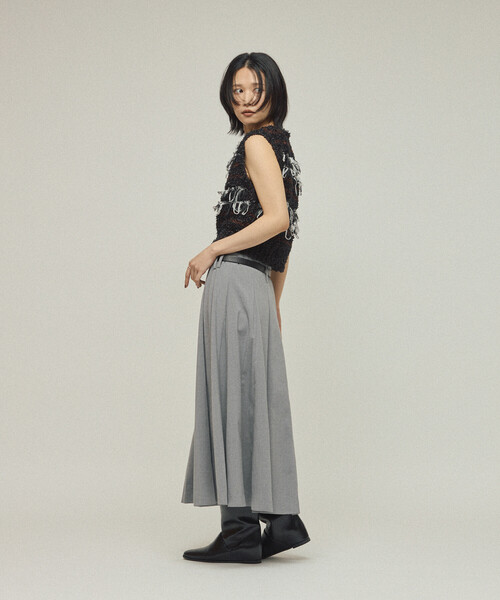 Firsthand（ファーストハンド）の「Firsthand/ファーストハンド 異素材フリンジニットベスト / ボーダーニット ジレ（ベスト・レディース・レッド/ベージュ/ブラック・FREE）」の10枚目の写真