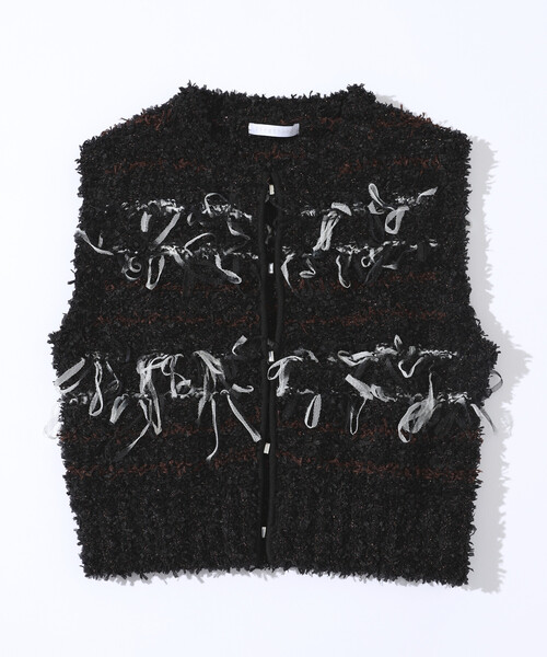 Firsthand（ファーストハンド）の「Firsthand/ファーストハンド 異素材フリンジニットベスト / ボーダーニット ジレ（ベスト・レディース・レッド/ベージュ/ブラック・FREE）」の17枚目の写真