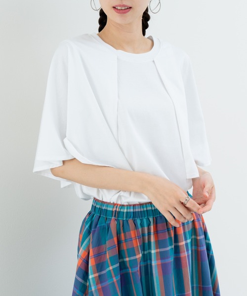 refinedworks（リファインドワークス）の「【refinedworks】二の腕カバー！フレア袖プルオーバー（Tシャツ/カットソー・レディース・ホワイト/チャコールグレー・FREE）」の3枚目の写真