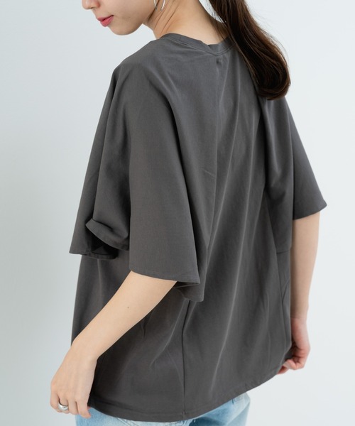refinedworks（リファインドワークス）の「【refinedworks】二の腕カバー！フレア袖プルオーバー（Tシャツ/カットソー・レディース・ホワイト/チャコールグレー・FREE）」の10枚目の写真