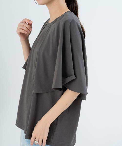 refinedworks（リファインドワークス）の「【refinedworks】二の腕カバー！フレア袖プルオーバー（Tシャツ/カットソー・レディース・ホワイト/チャコールグレー・FREE）」の11枚目の写真