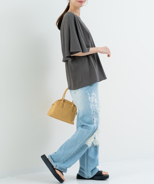 refinedworks（リファインドワークス）の「【refinedworks】二の腕カバー！フレア袖プルオーバー（Tシャツ/カットソー・レディース・ホワイト/チャコールグレー・FREE）」の18枚目の写真