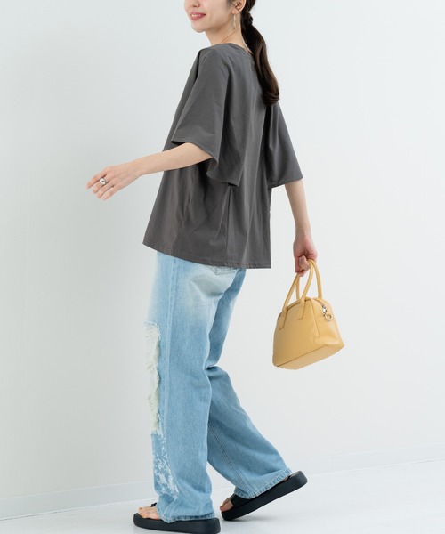 refinedworks（リファインドワークス）の「【refinedworks】二の腕カバー！フレア袖プルオーバー（Tシャツ/カットソー・レディース・ホワイト/チャコールグレー・FREE）」の20枚目の写真