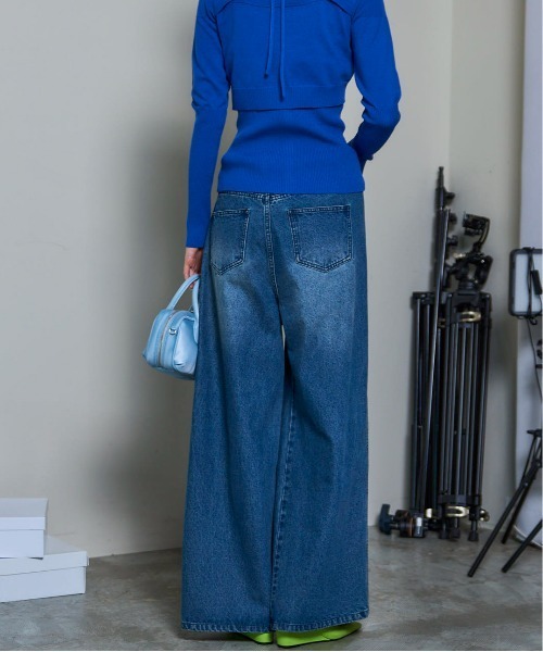 パンツ Double Waist Asymmetry Tuck Pants 2way Asymmetry Tuck Denim