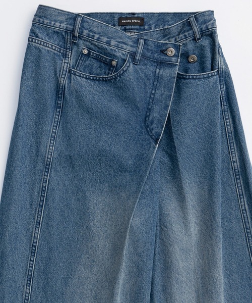 MAISON SPECIAL(メゾンスペシャル)の「2way Asymmetry Tuck Denim/2WAYアシメタックデニム(デニムパンツ・レディース・ブルー/ピンク/ブラック・34/36/38)」の14枚目の写真