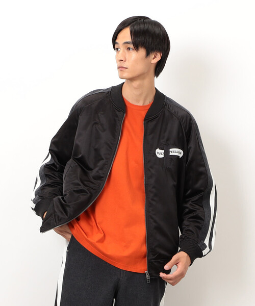 セール】サテン×デニム切替刺繍ブルゾン（デニムジャケット