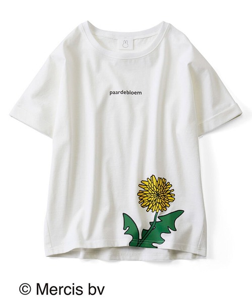 Live in comfort(リブインコンフォート)の「リブ イン コンフォート ディック・ブルーナさんのお花ロゴトップス(Tシャツ/カットソー・レディース・ホワイト/チャコール/ベージュ・S/M/L/LL/3L)」の1枚目の写真