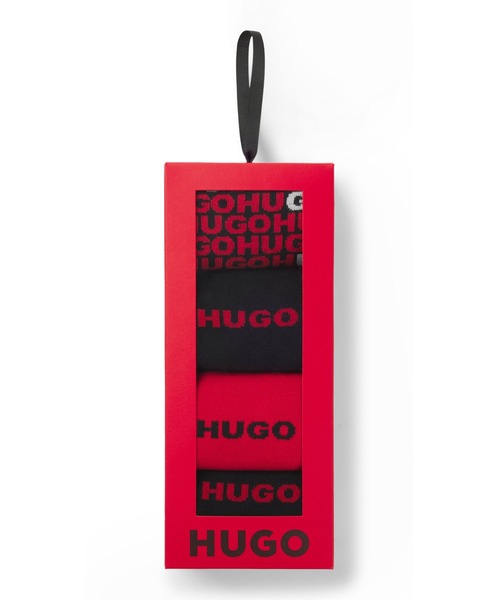 HUGO（ヒューゴ）の「ソックス4足セット レギュラーレングス ロゴディテール（ソックス/靴下・メンズ・ブラック・ONESIZE）」の4枚目の写真
