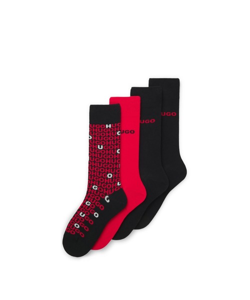 HUGO（ヒューゴ）の「ソックス4足セット レギュラーレングス ロゴディテール（ソックス/靴下・メンズ・ブラック・ONESIZE）」の3枚目の写真