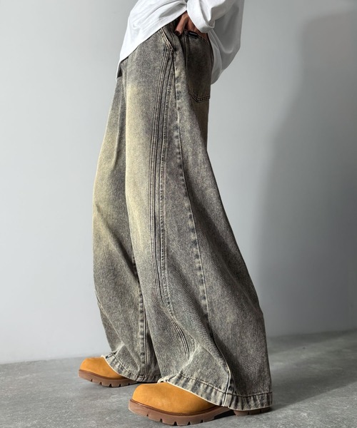 Classical Origin（クラシカルオリジン）の「サイドWカーブラインデニムパンツ／Side Double Curve Line Denim Pants（デニムパンツ・メンズ・その他1/ブラック/ライトブルー・LARGE/MEDIUM/SMALL）」の3枚目の写真