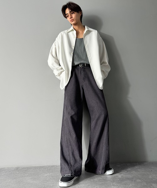 Classical Origin（クラシカルオリジン）の「サイドWカーブラインデニムパンツ／Side Double Curve Line Denim Pants（デニムパンツ・メンズ・その他1/ブラック/ライトブルー・LARGE/MEDIUM/SMALL）」の4枚目の写真