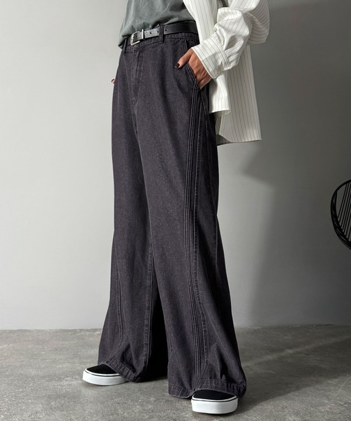 Classical Origin（クラシカルオリジン）の「サイドWカーブラインデニムパンツ／Side Double Curve Line Denim Pants（デニムパンツ・メンズ・その他1/ブラック/ライトブルー・LARGE/MEDIUM/SMALL）」の5枚目の写真