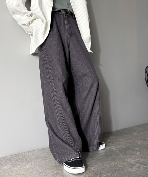 Classical Origin（クラシカルオリジン）の「サイドWカーブラインデニムパンツ／Side Double Curve Line Denim Pants（デニムパンツ・メンズ・その他1/ブラック/ライトブルー・LARGE/MEDIUM/SMALL）」の6枚目の写真