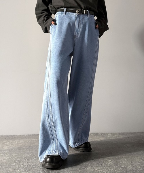 Classical Origin（クラシカルオリジン）の「サイドWカーブラインデニムパンツ／Side Double Curve Line Denim Pants（デニムパンツ・メンズ・その他1/ブラック/ライトブルー・LARGE/MEDIUM/SMALL）」の8枚目の写真