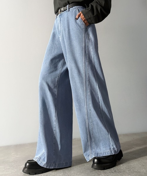 Classical Origin（クラシカルオリジン）の「サイドWカーブラインデニムパンツ／Side Double Curve Line Denim Pants（デニムパンツ・メンズ・その他1/ブラック/ライトブルー・LARGE/MEDIUM/SMALL）」の9枚目の写真