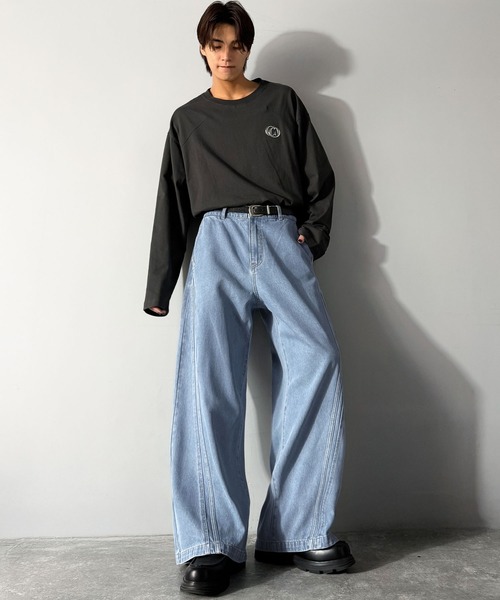 Classical Origin（クラシカルオリジン）の「サイドWカーブラインデニムパンツ／Side Double Curve Line Denim Pants（デニムパンツ・メンズ・その他1/ブラック/ライトブルー・LARGE/MEDIUM/SMALL）」の10枚目の写真