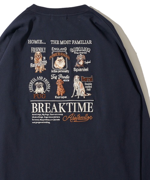 POWER TO THE PEOPLE（パワートゥーザピープル）の「【POWER TO THE PEOPLE】マルチドッグ刺繍ロングスリーブTシャツ（Tシャツ/カットソー・レディース・ライトグレー/ネイビー/オフホワイト・MEDIUM/LARGE/X-LARGE）」の3枚目の写真