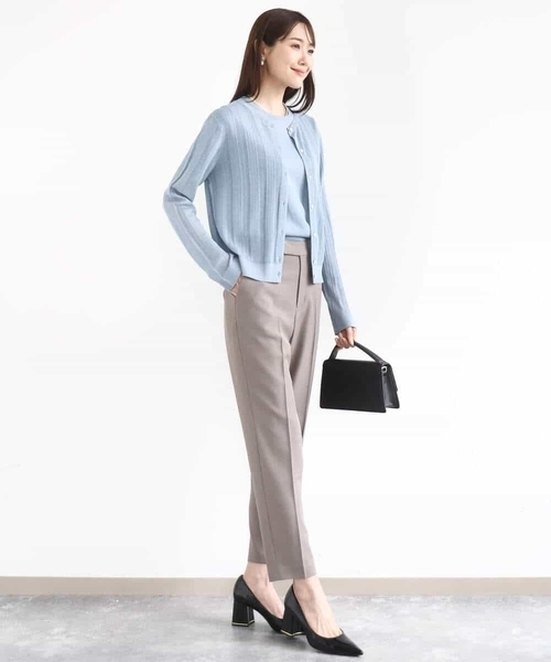 メランジ調テーパードパンツ/セットアップ対応/洗える（スーツパンツ