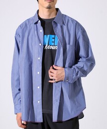 GLOSTER | 【裾ステッチで差がつく】ストライプオーバーシャツ(シャツ/ブラウス)