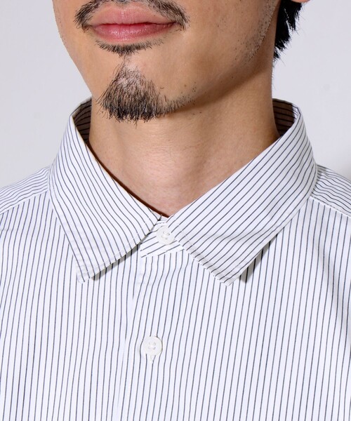 GLOSTER（グロスター）の「【裾ステッチで差がつく】ストライプオーバーシャツ（シャツ/ブラウス・メンズ・ブルー系その他/ホワイト系その他/ホワイト×ブラック・S/M/L）」の13枚目の写真