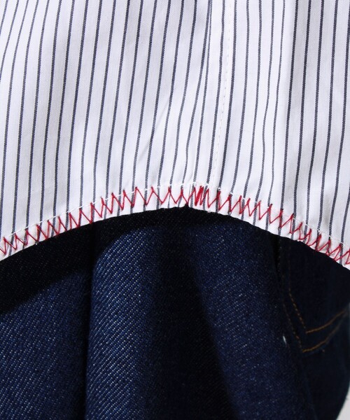 GLOSTER（グロスター）の「【裾ステッチで差がつく】ストライプオーバーシャツ（シャツ/ブラウス・メンズ・ブルー系その他/ホワイト系その他/ホワイト×ブラック・S/M/L）」の16枚目の写真