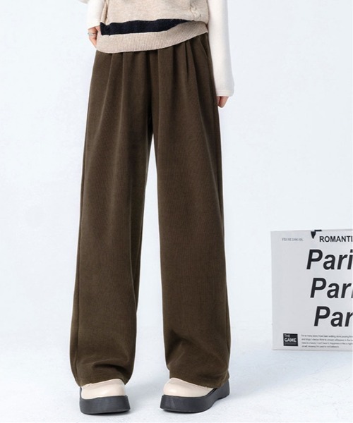 kirakiraShop（キラキラショップ）の「裏起毛 コーデュロイ フロント スリット パンツ（その他パンツ・レディース・チャコール/ブラウン/ブラック/ベージュ・XL/M/S/L）」の3枚目の写真