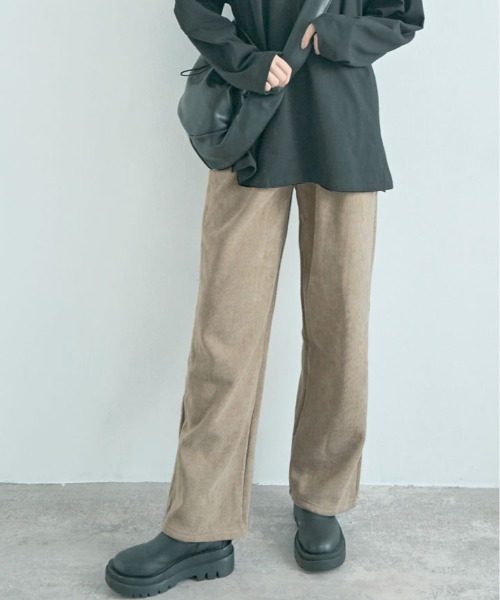 kirakiraShop（キラキラショップ）の「裏起毛 コーデュロイ フロント スリット パンツ（その他パンツ・レディース・チャコール/ブラウン/ブラック/ベージュ・XL/M/S/L）」の17枚目の写真