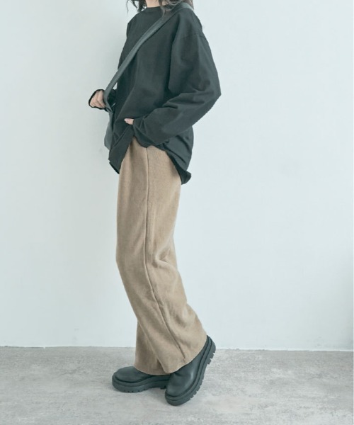 kirakiraShop（キラキラショップ）の「裏起毛 コーデュロイ フロント スリット パンツ（その他パンツ・レディース・チャコール/ブラウン/ブラック/ベージュ・XL/M/S/L）」の18枚目の写真