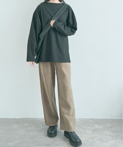 kirakiraShop（キラキラショップ）の「裏起毛 コーデュロイ フロント スリット パンツ（その他パンツ・レディース・チャコール/ブラウン/ブラック/ベージュ・XL/M/S/L）」の12枚目の写真
