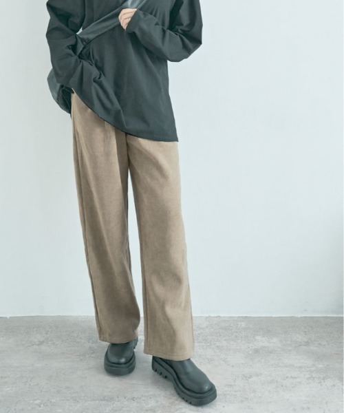 kirakiraShop（キラキラショップ）の「裏起毛 コーデュロイ フロント スリット パンツ（その他パンツ・レディース・チャコール/ブラウン/ブラック/ベージュ・XL/M/S/L）」の13枚目の写真