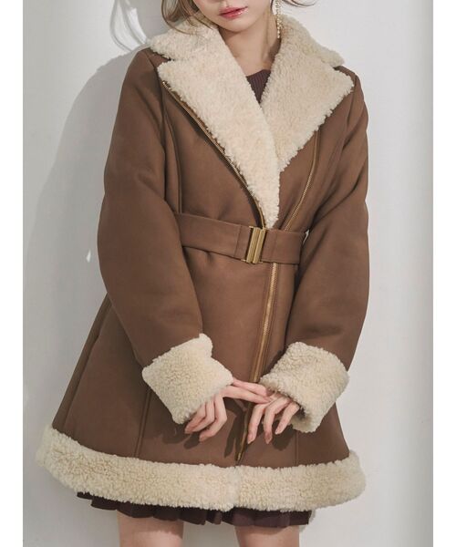 EATME（イートミー）の「フェイクムートンレディコート（ムートンコート・レディース・ダークブラウン/ベージュ/チョコ・FREE）」の2枚目の写真
