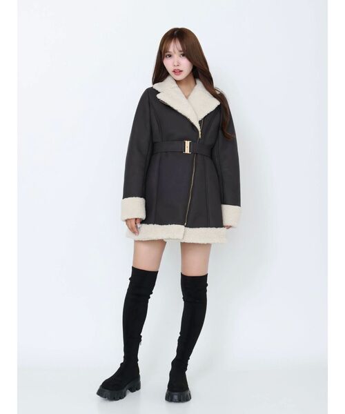 EATME（イートミー）の「フェイクムートンレディコート（ムートンコート・レディース・ダークブラウン/ベージュ/チョコ・FREE）」の14枚目の写真