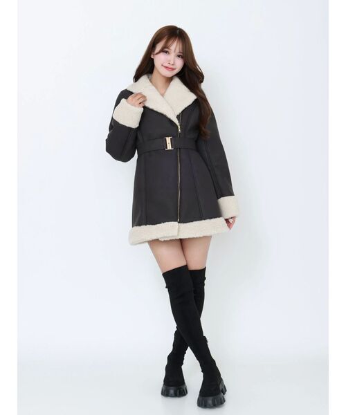 EATME（イートミー）の「フェイクムートンレディコート（ムートンコート・レディース・ダークブラウン/ベージュ/チョコ・FREE）」の15枚目の写真