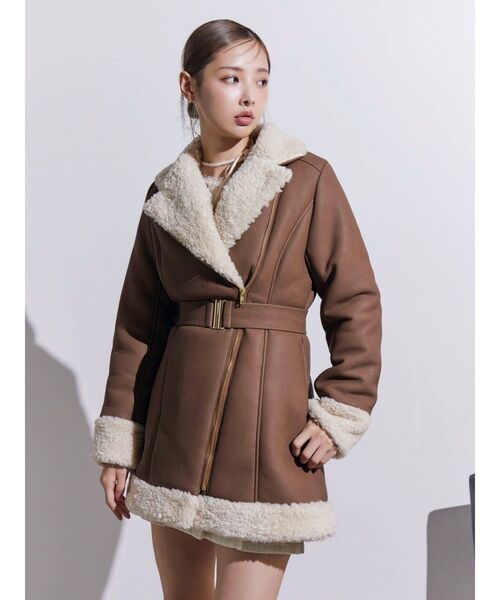 EATME（イートミー）の「フェイクムートンレディコート（ムートンコート・レディース・ダークブラウン/ベージュ/チョコ・FREE）」の16枚目の写真