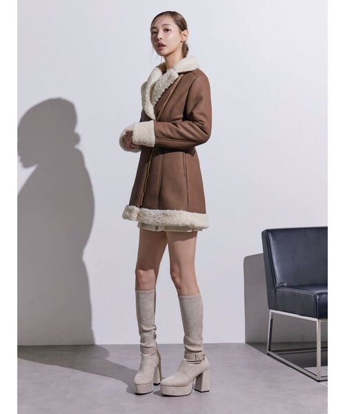 EATME（イートミー）の「フェイクムートンレディコート（ムートンコート・レディース・ダークブラウン/ベージュ/チョコ・FREE）」の18枚目の写真