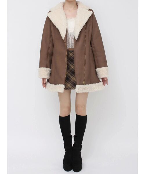 EATME（イートミー）の「フェイクムートンレディコート（ムートンコート・レディース・ダークブラウン/ベージュ/チョコ・FREE）」の7枚目の写真