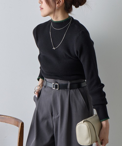 COLONY 2139（コロニートゥーワンスリーナイン）の「PBT配色ラインハイネックプルオーバー（ニット/セーター・レディース・ブラック/グレー系その他/オフホワイト/グレー・FREE）」の12枚目の写真