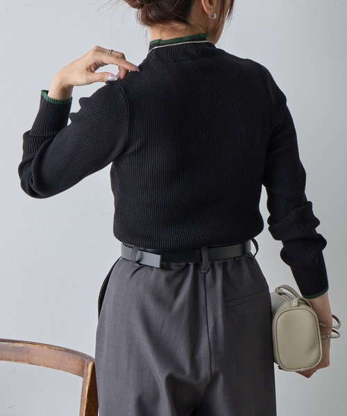 COLONY 2139（コロニートゥーワンスリーナイン）の「PBT配色ラインハイネックプルオーバー（ニット/セーター・レディース・ブラック/グレー系その他/オフホワイト/グレー・FREE）」の13枚目の写真