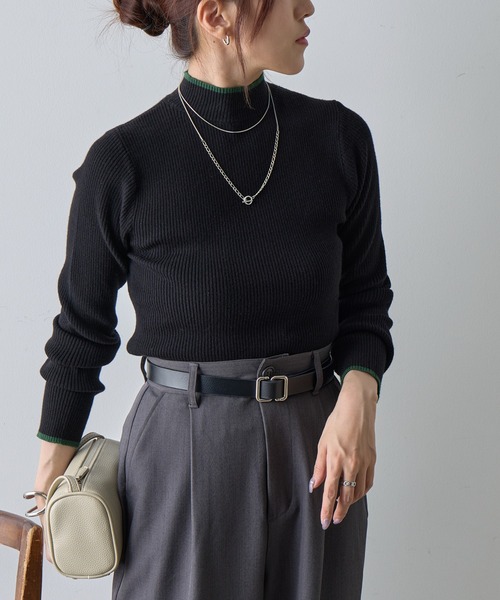 COLONY 2139（コロニートゥーワンスリーナイン）の「PBT配色ラインハイネックプルオーバー（ニット/セーター・レディース・ブラック/グレー系その他/オフホワイト/グレー・FREE）」の11枚目の写真