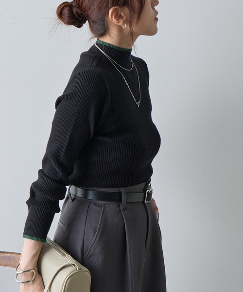 COLONY 2139（コロニートゥーワンスリーナイン）の「PBT配色ラインハイネックプルオーバー（ニット/セーター・レディース・ブラック/グレー系その他/オフホワイト/グレー・FREE）」の14枚目の写真