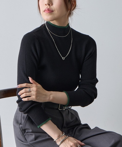 COLONY 2139（コロニートゥーワンスリーナイン）の「PBT配色ラインハイネックプルオーバー（ニット/セーター・レディース・ブラック/グレー系その他/オフホワイト/グレー・FREE）」の10枚目の写真