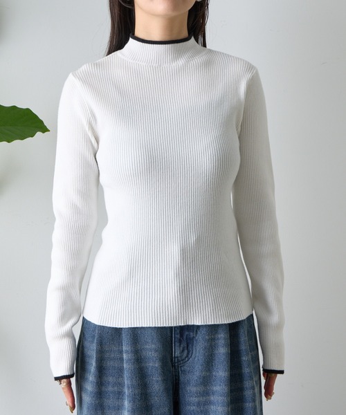 COLONY 2139（コロニートゥーワンスリーナイン）の「PBT配色ラインハイネックプルオーバー（ニット/セーター・レディース・ブラック/グレー系その他/オフホワイト/グレー・FREE）」の21枚目の写真